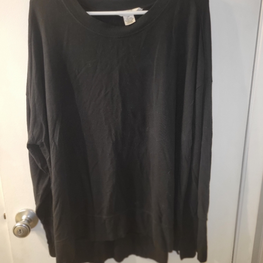 Women's Plus Workshop Long Sleeve Lightweight Knit Sweater Black size 2X